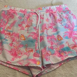 Flamingo running shorts with attached panty. NWOT never worn. Smoke free home